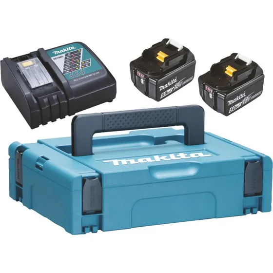 Makita BATTERIPAKKE 2 X BL1850B + DC18RC 197624-2