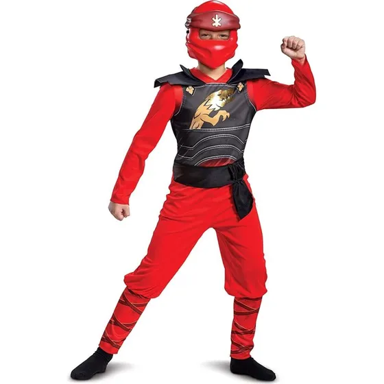 LEGO Ninjago Kai Kostume, Størrelse S (4-6 år), Rød/Sort