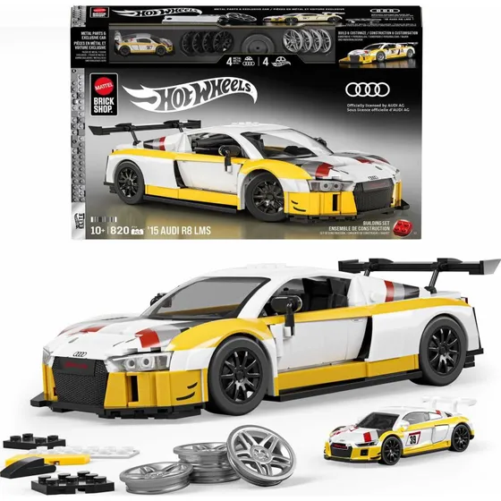Hot Wheels Brick Shop Elite Audi R8 LMS 1:16 byggesæt, 820 dele