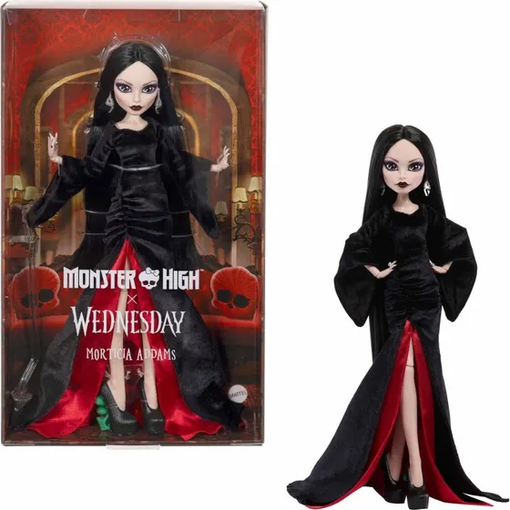 Monster High Morticia Addams-dukke – Signatur-outfit, tilbehør inkluderet