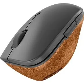 Lenovo Go Ergonomisk Trådløs Mus, Højrehåndet, Grå/Kork