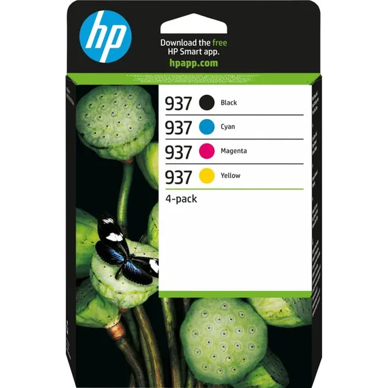 HP 937 Sort Gul Cyan Magenta Blæk, 4 Pakker