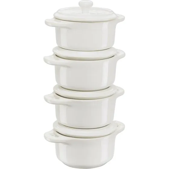 Staub Mini Cocotte Rund 4-pces, 200 ml, elfenbenshvid