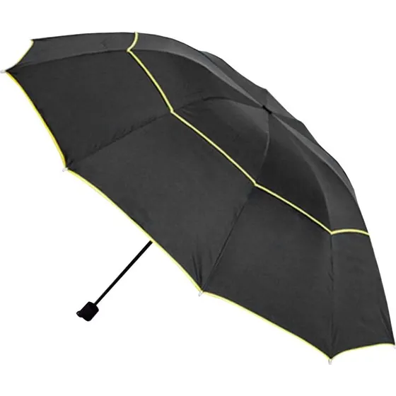 Paraply, Kompakt 130 cm, Sort/Gul