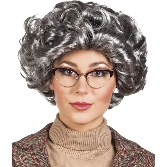Elizabeth paryk grå, krøllet