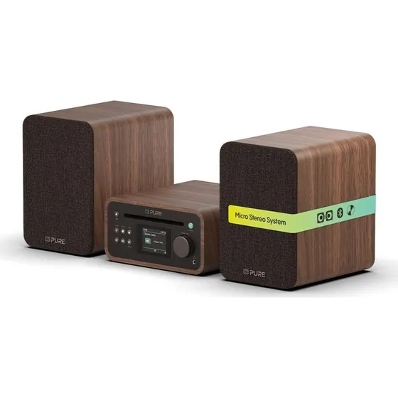 Pure Classic Stereo Mini Hifi-System, 40 W, Brun, Valnød
