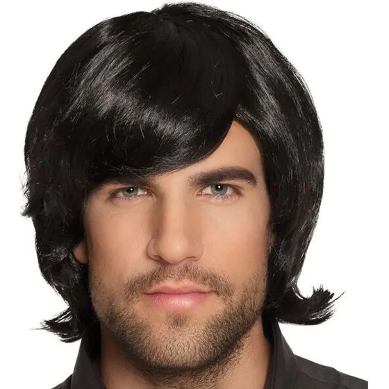 Kort 70'er-paryk, sort (voksen)