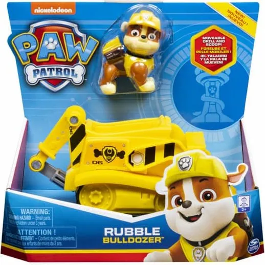 Paw Patrol Basic Vehicle Rubble - Byggemaskine med rulende hjul og rørlig borr