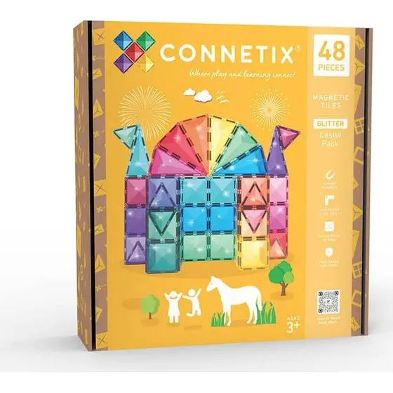 Connetix Glitter Castle Pack - Magnetsæt i pastelfarver