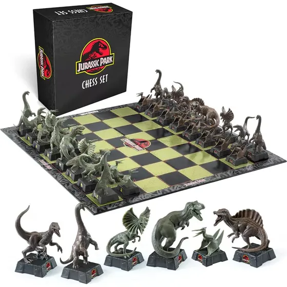 Noble Collection Jurassic Park Skakspil – 32 PVC-Dinosaurbrikker