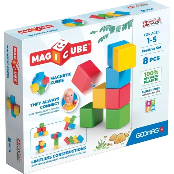 Geomag Magicube Magnetiske Byggeklodser 8 stk, 100% Genbrugsplast