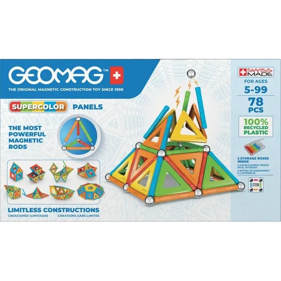 Geomag Super Colorful Magnetic Building Set, 78 dele