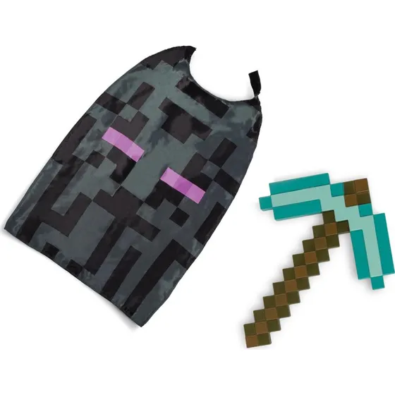 Jakks Minecraft Enderman Kostume Sæt med Pickaxe og Cape