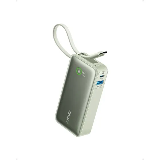 Anker 545 Nano Powerbank 10000mAh grøn (30W, USB-C PD, indbygget kabel)