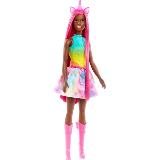 Barbie HRR01 A Touch of Magic Enhjørning Dukke med Langt Hår, 3+ år