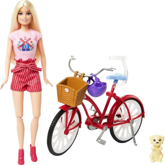 Barbie Pink Passport Dukke med Cykel og Tilbehør – 3+ år