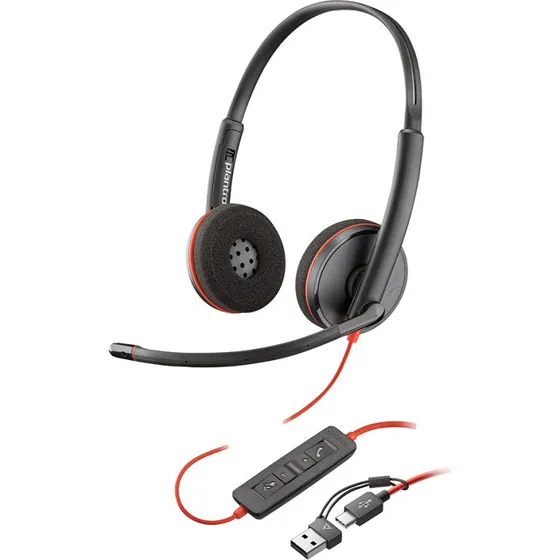 Poly Blackwire 3220 USB-C Høretelefon, Sort