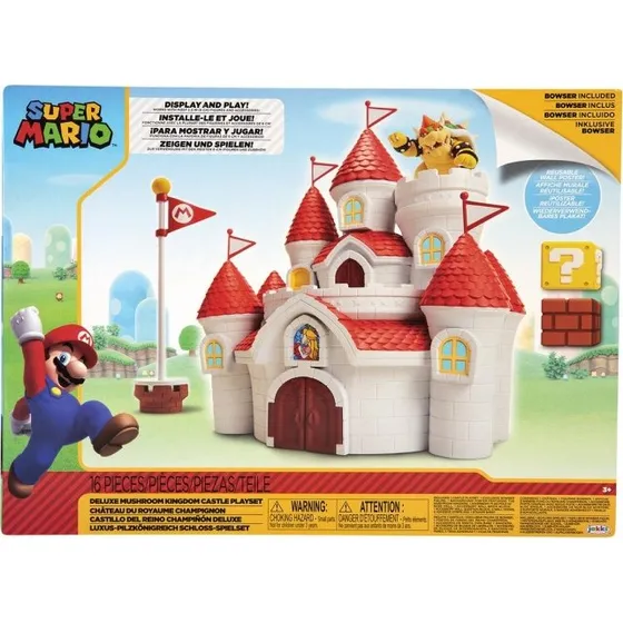 JAKKS Pacific Super Mario 2,5-tommers Bowser-Playset Deluxe Mushroom Kingdom Castle