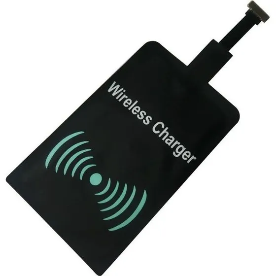 Qi Adapter - Trådløs Modtager til Micro-USB - Sort