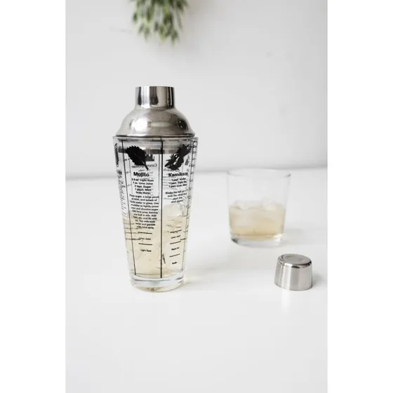 Kikkerland Mix Master Cocktail Shaker 16 oz, rustfri stål & glas