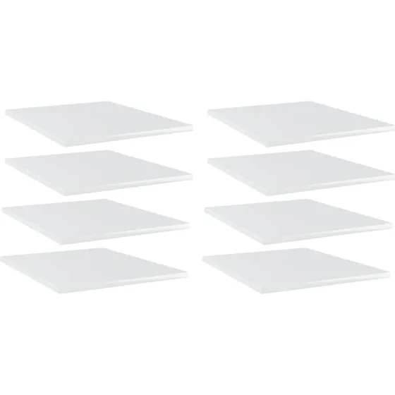 vidaXL 8 stk. boghylder 40x50x1,5 cm hvid højglans konstrueret træ