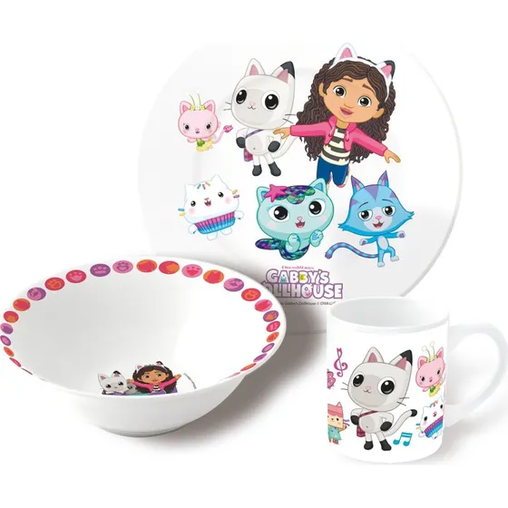 Gabby's Dollhouse Stor Keramisk Servicesæt – 3 Dele