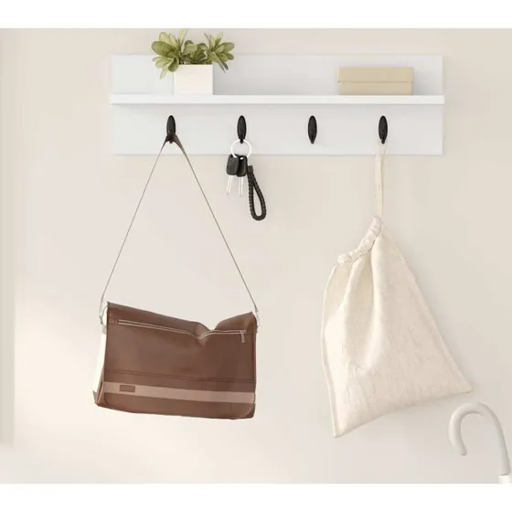 vidaXL Vægmonteret Jakkeholder Hvid 60 x 10,5 x 18 cm Konstrueret Træ