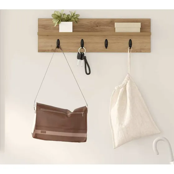 vidaXL Vægmonteret Jakkeholder Artisan Egetræ 60 x 10,5 x 18 cm