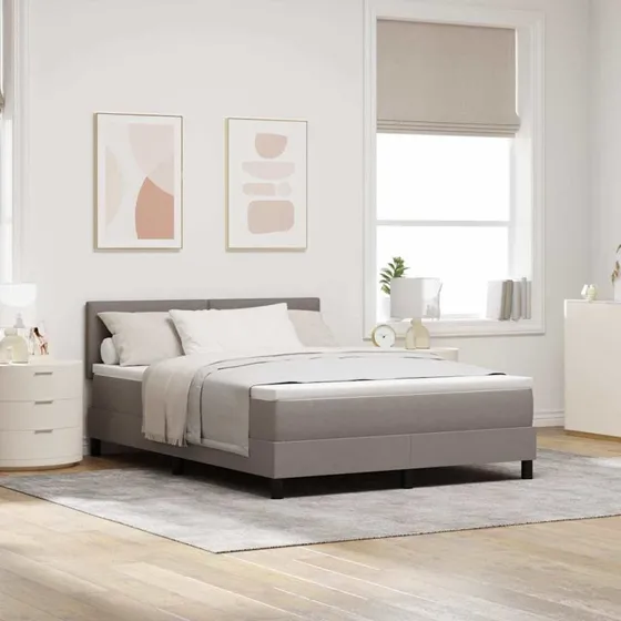 vidaXL Boxspring seng med pude, gråbrun, 140 x 200 cm
