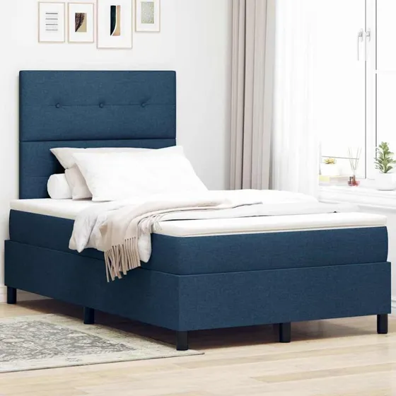 vidaXL Box Spring Seng med LED-lys, Blå, 120 x 190 cm