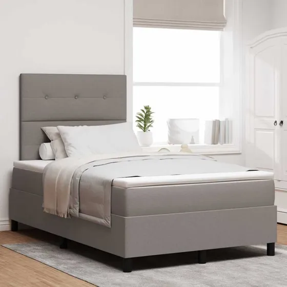 vidaXL Boxspring seng med LED-lysstrimler 120 x 200 cm gråbrun