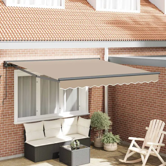 vidaXL Markiseramme Beige 350 x 250 cm med PU-belægning