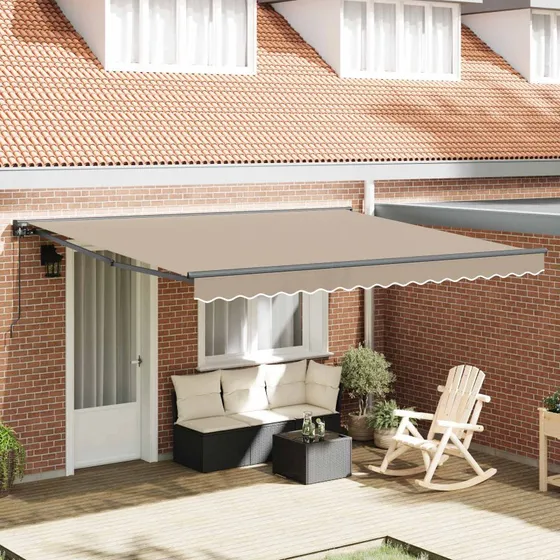 vidaXL Markiseramme Beige 400×300 cm Polyester med PU-belægning