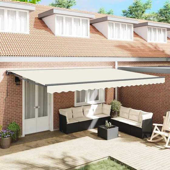 vidaXL Markiseramme Creme 500×300 cm, Polyester med PU-belægning