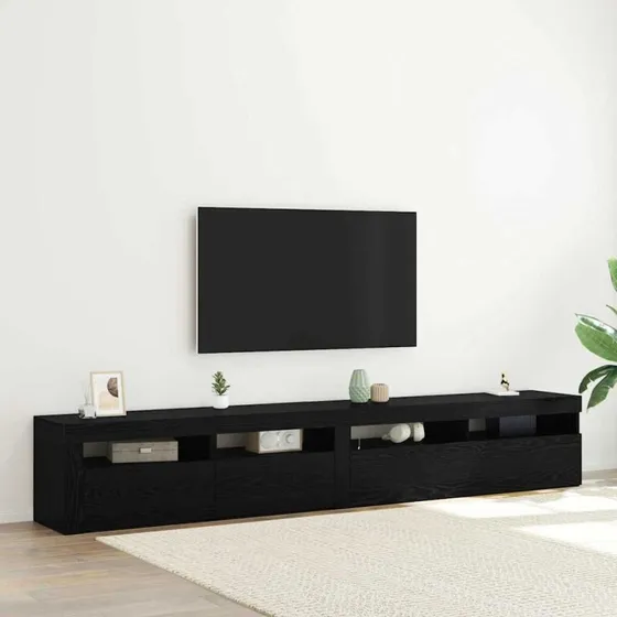 vidaXL TV-skab 2 dele, sort eg, 240 x 35 x 40 cm, konstrueret træ