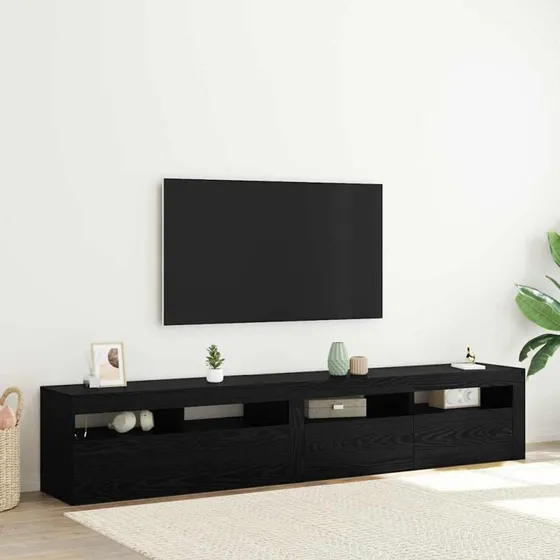 vidaXL TV-skab 2 dele, sort eg, 210 x 35 x 40 cm, konstrueret træ