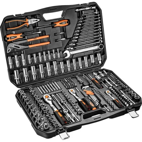 NEO TOOLS 10-078 Topnøglesæt 233 Dele i Sort Kuffert