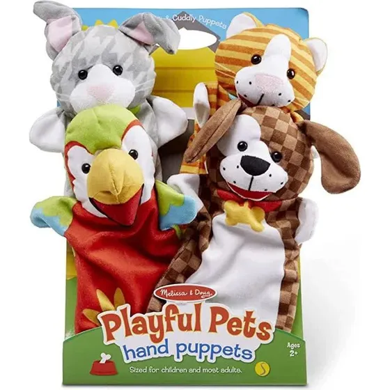 Melissa & Doug Hånddukker Playful Pets, 4 stk