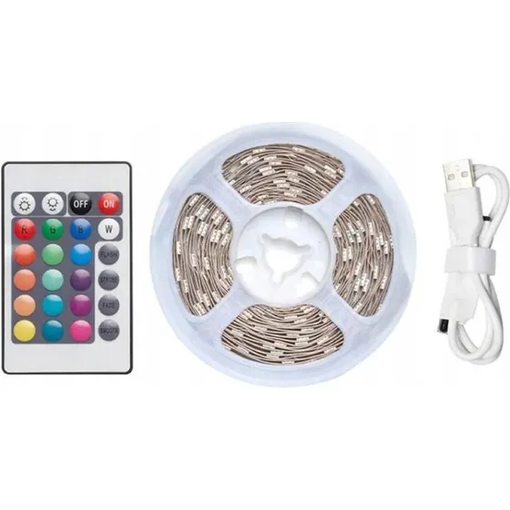 Vention PAAWH RGB LED Strip med Fjernbetjening, 5m, USB, 5V