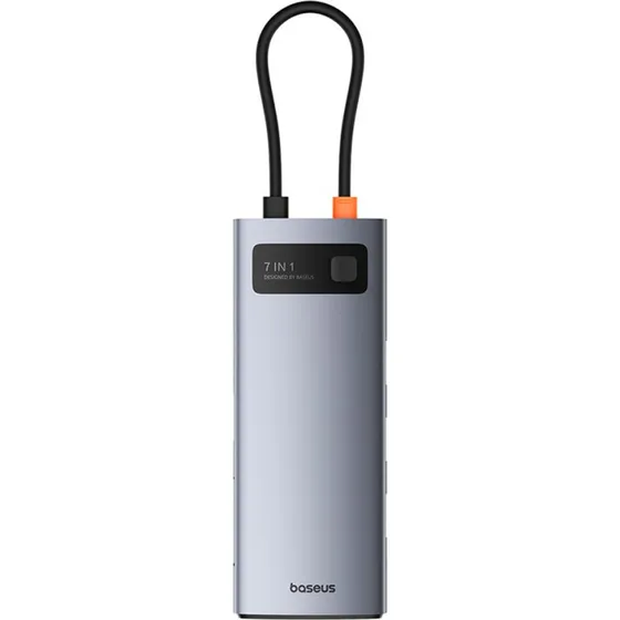 Baseus Metal Gleam 7-in-1 HDMI 4K@60Hz USB-C Dockingstation - Grå