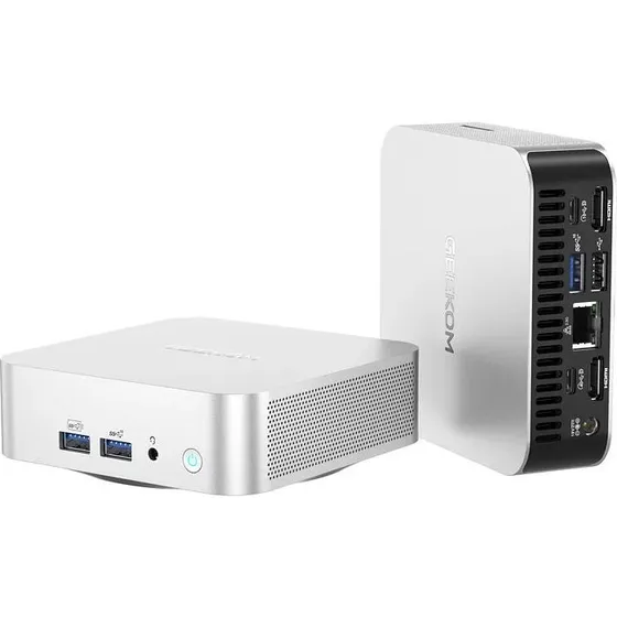 GEEKOM A6 Mini PC, Ryzen 7 6800H, 16GB RAM, 1TB SSD, Windows 11 Pro, Sølv
