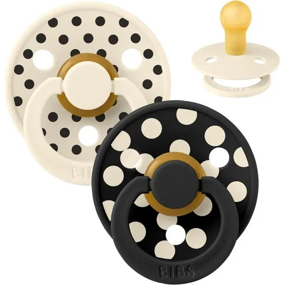 BIBS Rund Colour Sut 2-Pak, Str. 1, Ivory/Black