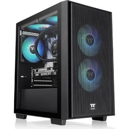 Thermaltake Versa H16 Micro Tower, Mini-ITX, Sort med 3 ARGB Ventilatorer