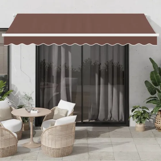 vidaXL Markise med LED-lys 350x250 cm automatisk brun