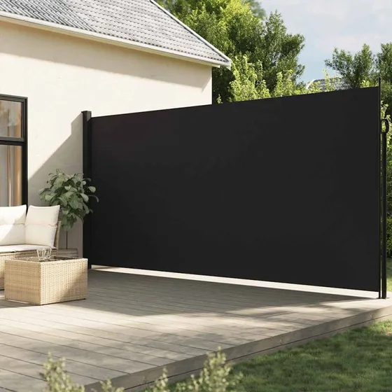 vidaXL Sidemarkise 220x300 cm Sammenrullelig Sort