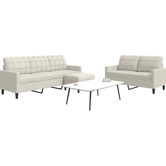 vidaXL 3-delet sofasæt med hynder i cremefarvet velour