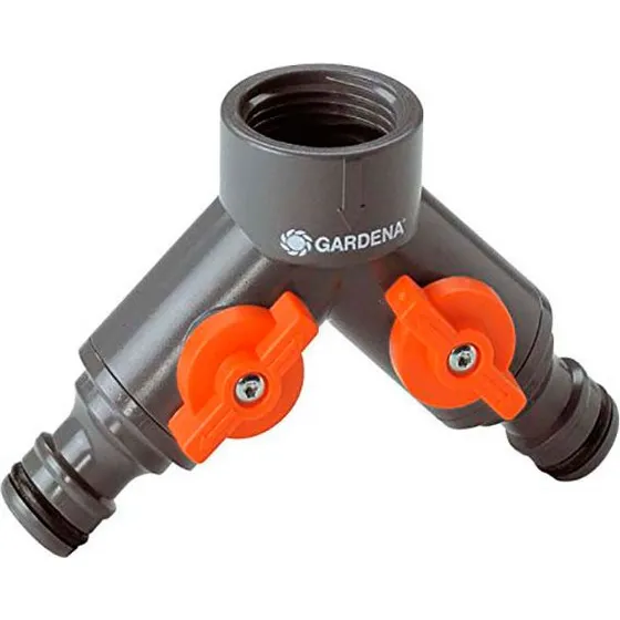 Gardena 2-vejs Vandfordeler med Ventil 938-20 (26,5 mm)