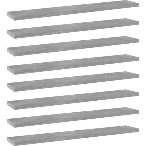 vidaXL 8 stk. boghylder 60x10x1,5 cm betongrå konstrueret træ