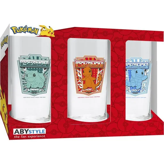 ABYstyle Pokémon Starter-Trio Glasæt 290ml 3 stk.