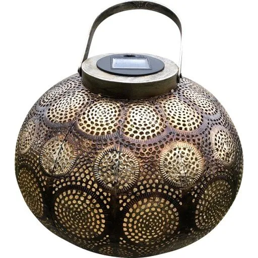 Veli Line Marrakech solcellelanterne, 30 cm, brunt/gyldent